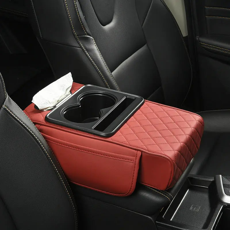 Car Armrest Pad Multi-functional Cup Holder Car Tissue Box Automotive Interior Leather Armrest Riser Pad eprolo