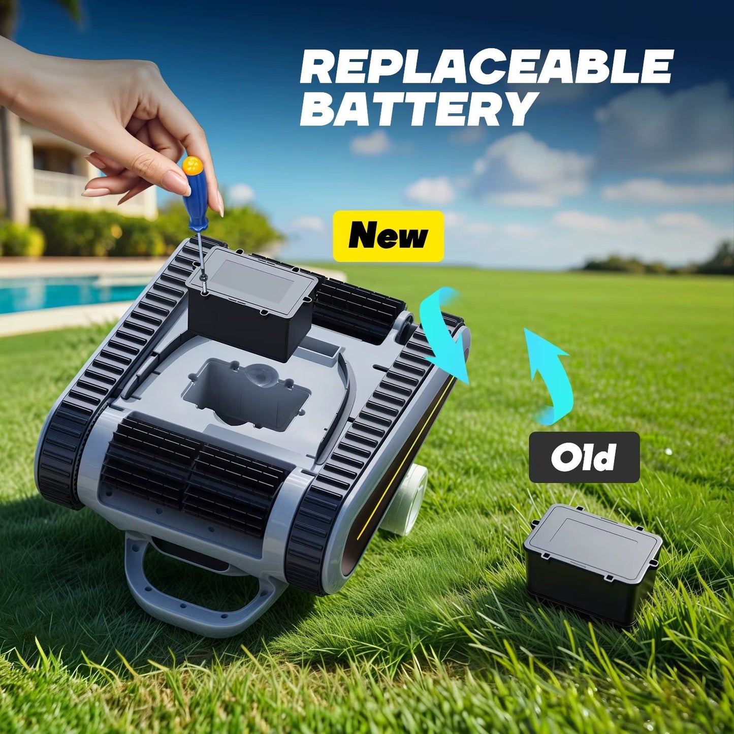 AquaPilot OneTouch™ | Cordless Button-Control Robotic Pool Cleaner Veteranshops.com