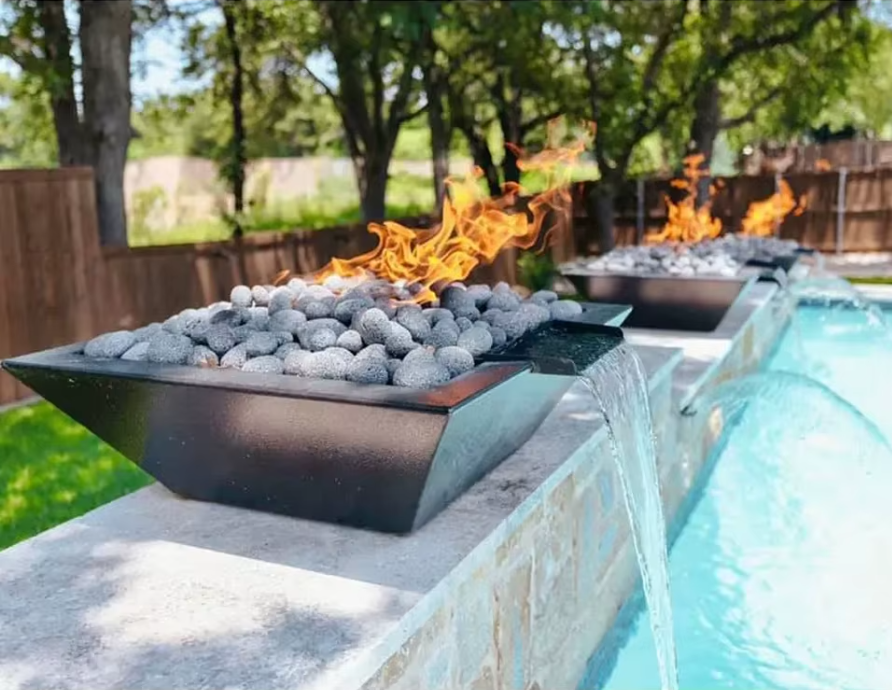 AquaFlare Corten Steel Gas Fire Pit & Water Bowl Veteranshops.com