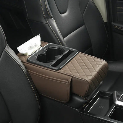 Car Armrest Pad Multi-functional Cup Holder Car Tissue Box Automotive Interior Leather Armrest Riser Pad eprolo