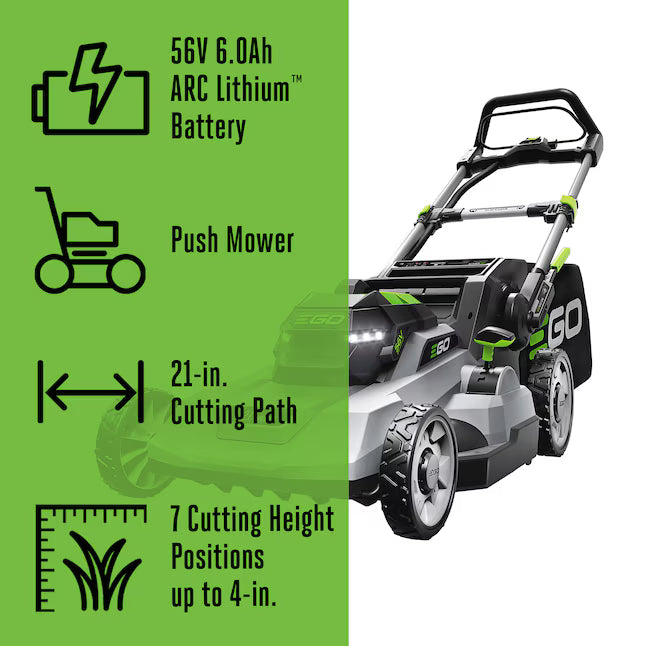 EGO POWER+ 600 Series 56-volt, 21-in Push Battery Lawn Mower with (1) 6 Ah Battery Included