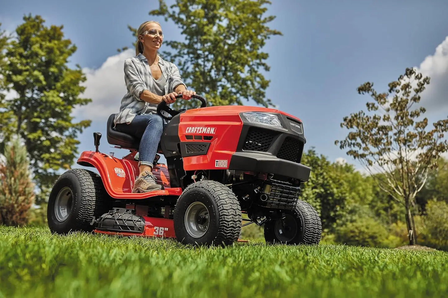 CRAFTSMAN 36 Inch Riding Lawn Mower Tractor Battery Powered Electric Riding Mower Compact Rear Engine Rider Craftsman