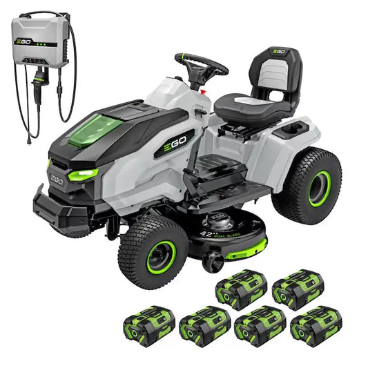 EGO 42in Lawn Tractor with 6Ah Battery 6pk, Turbo Charger & Adapter Kit Veteranshops.com