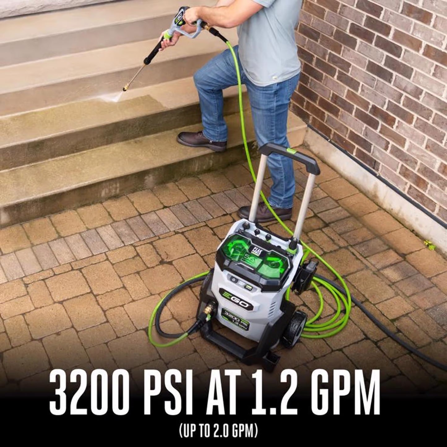 EGO POWER+ 3200-PSI 1.2-GPM Cold Water Battery Pressure washer with 5 Spray Tips