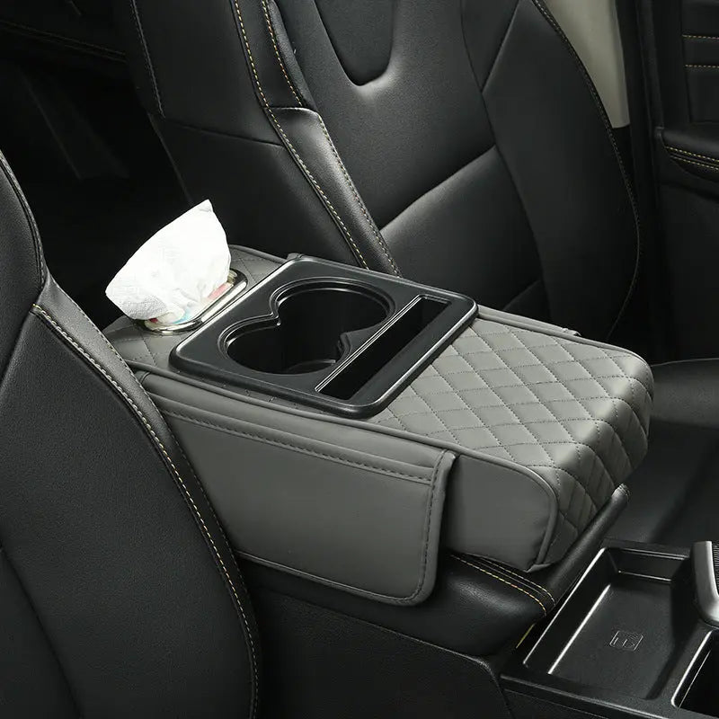 Car Armrest Pad Multi-functional Cup Holder Car Tissue Box Automotive Interior Leather Armrest Riser Pad eprolo