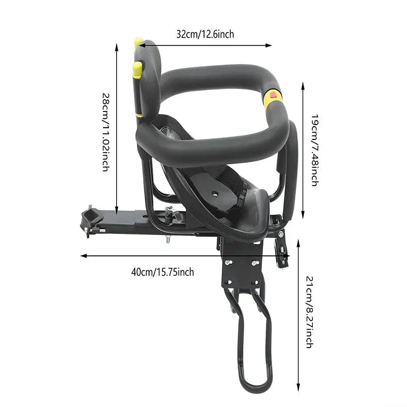 Heavy Duty Front Bicycle Child Seat - Supports 35kg - Adjustable Kids Bike Seat with 3-Point Safety Belt & Non-Slip Pedals eprolo