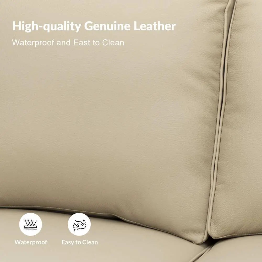 Balvino 81" Wide Transitional Genuine Leather Rolled Arm Nailhead Trim Sofa with Solid Wood Legs Veteranshops.com