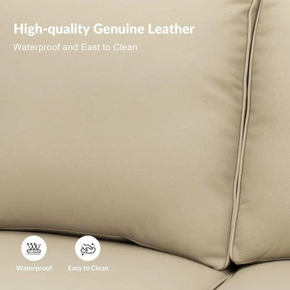 Balvino 81" Wide Transitional Genuine Leather Rolled Arm Nailhead Trim Sofa with Solid Wood Legs Veteranshops.com