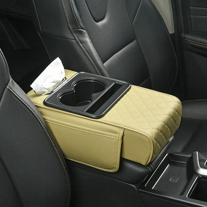 Car Armrest Pad Multi-functional Cup Holder Car Tissue Box Automotive Interior Leather Armrest Riser Pad eprolo