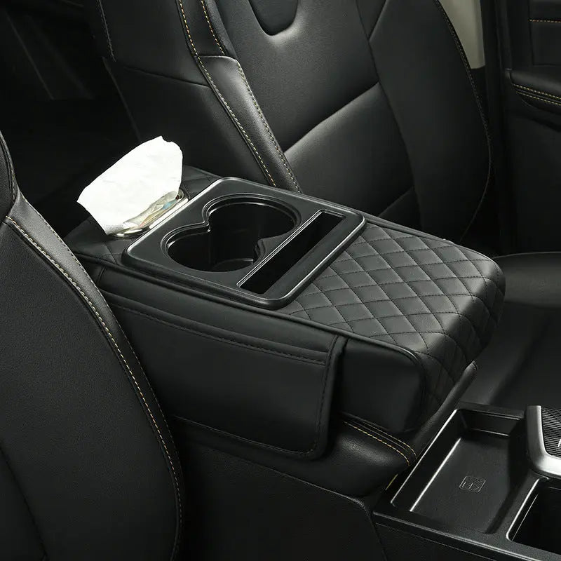 Car Armrest Pad Multi-functional Cup Holder Car Tissue Box Automotive Interior Leather Armrest Riser Pad eprolo