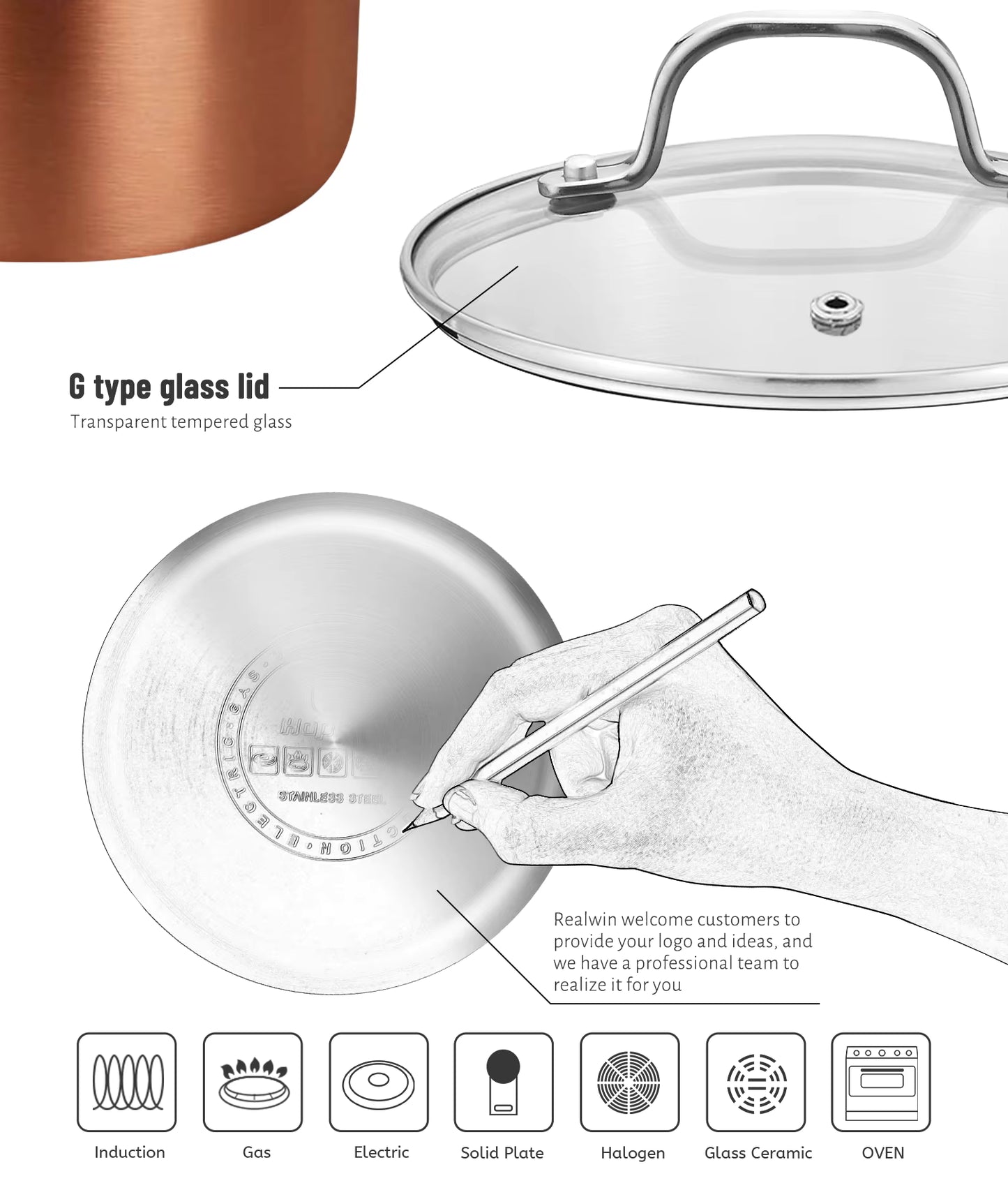 TriLumina™ 9-Piece Luxury Tri-Ply Stainless Steel & Copper Cookware Set Veteranshops.com
