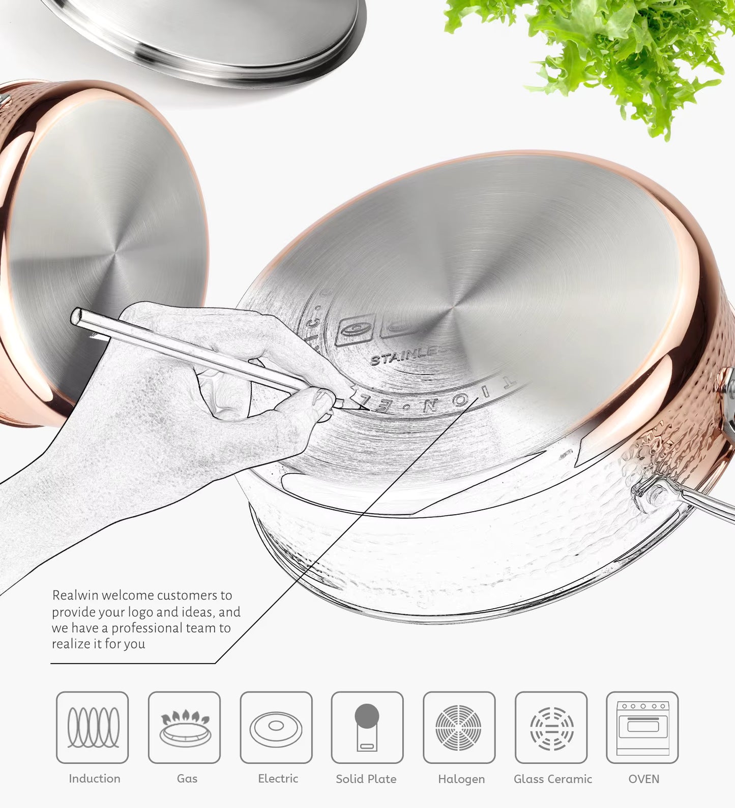 ChefHammer™ Tri-Ply Copper & Stainless Steel Cookware Set. Veteranshops.com