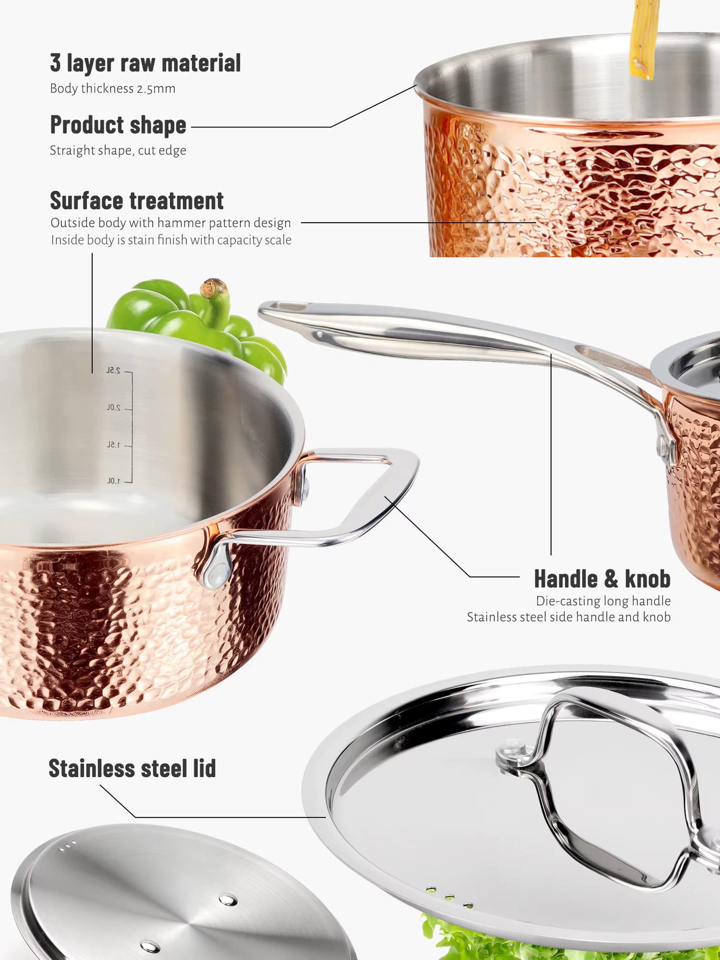 ChefHammer™ Tri-Ply Copper & Stainless Steel Cookware Set. Veteranshops.com