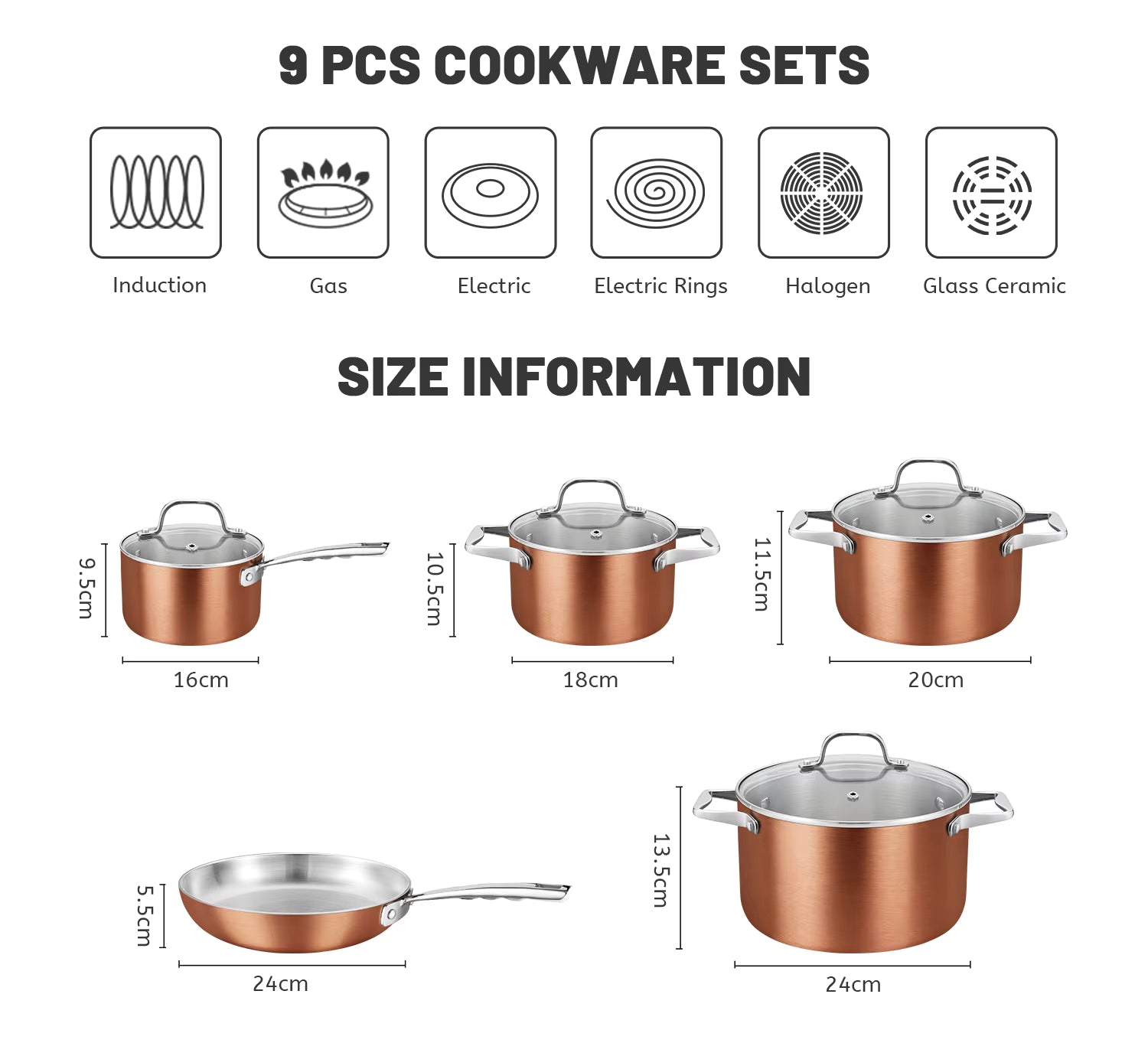 TriLumina™ 9-Piece Luxury Tri-Ply Stainless Steel & Copper Cookware Set Veteranshops.com