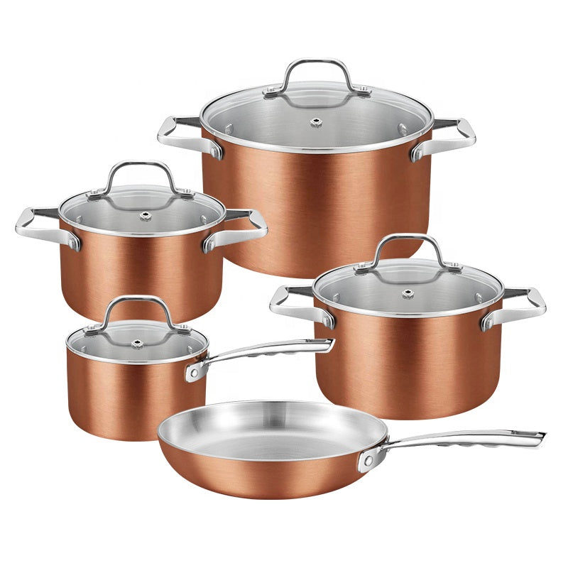 TriLumina™ 9-Piece Luxury Tri-Ply Stainless Steel & Copper Cookware Set Veteranshops.com