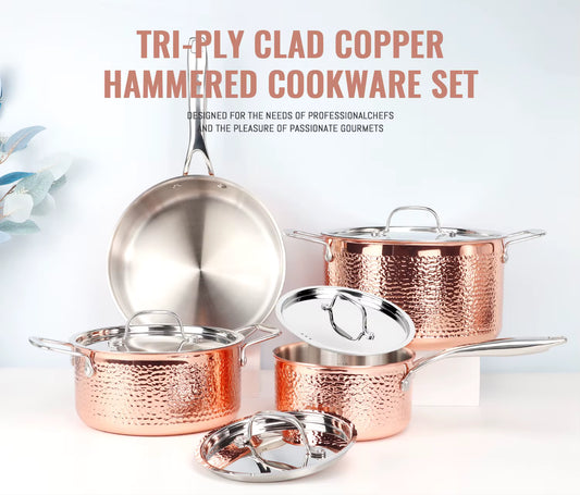 ChefHammer™ Tri-Ply Copper & Stainless Steel Cookware Set. Veteranshops.com