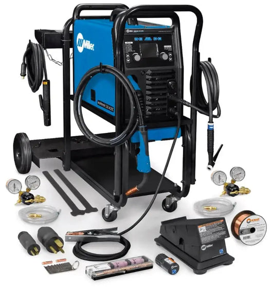 Miller Multimatic 220 AC/DC Multiprocess Welder with Dual Cylinder Cart and Wireless Foot Control – MPN 951000104 MILLER