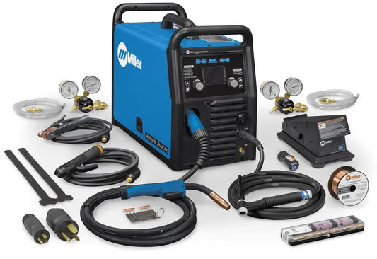 Miller Multimatic 220 AC/DC Multiprocess Welder with Dual Cylinder Cart and Wireless Foot Control – MPN 951000104 MILLER