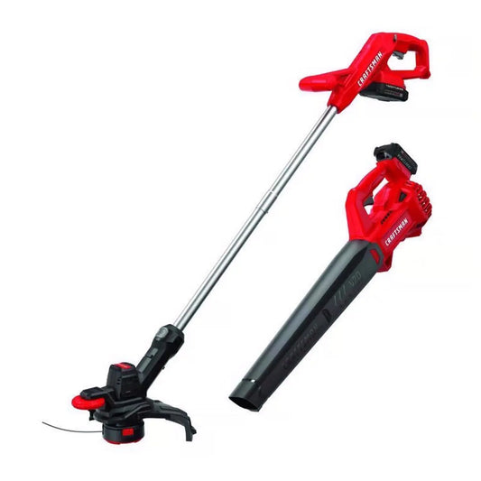 CRAFTSMAN V20 20V MAX Cordless Battery String Trimmer and Leaf Blower Combo Kit 2 Ah Veteranshops.com