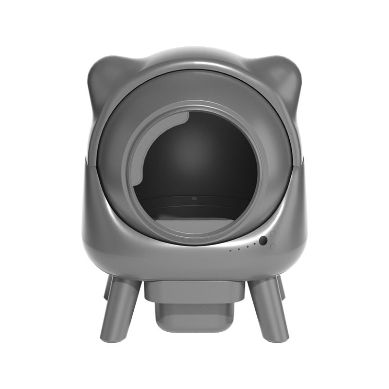 Gray pet bed with cat ears on a white background