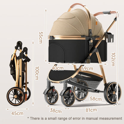 PawVoyage™ Elite 4-Wheel Pet Stroller Ultimate Luxury Carrier Veteranshops.com