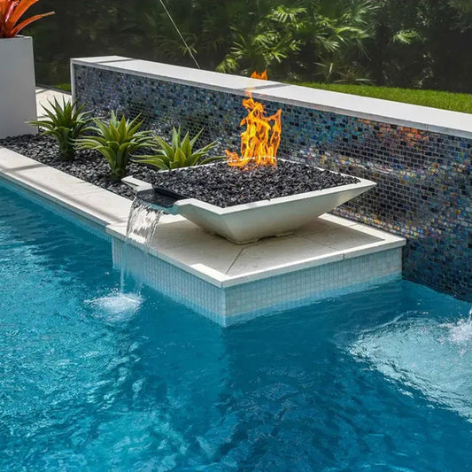 AquaFlare Corten Steel Gas Fire Pit & Water Bowl Veteranshops.com