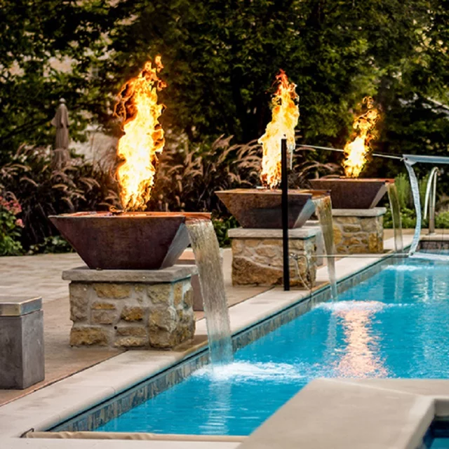 AquaFlare Corten Steel Gas Fire Pit & Water Bowl Veteranshops.com