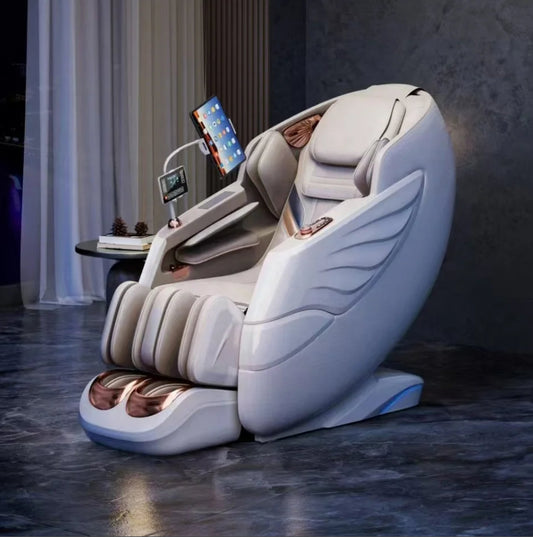 Modern massage chair with digital display in a room setting